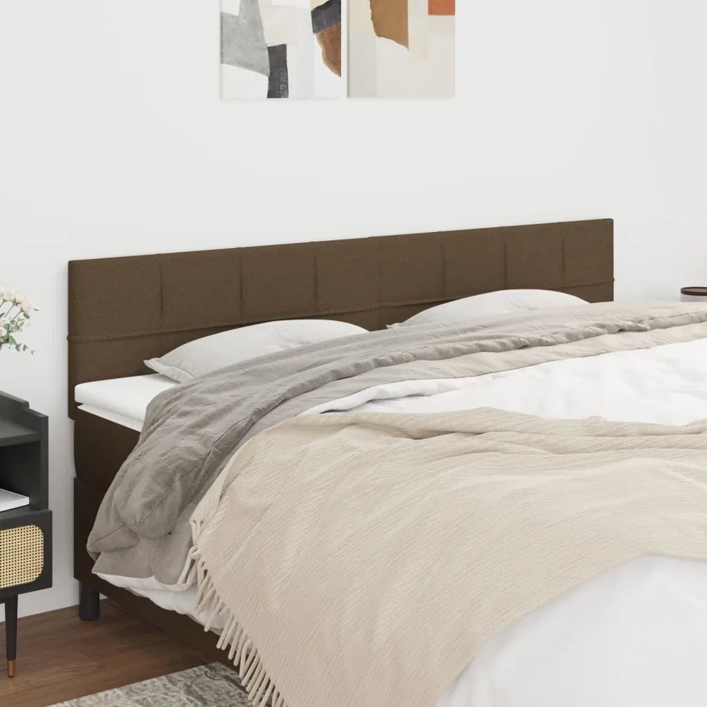 Testiera 2 pz-Set di 2 Testata-Testiera Decorativa Marrone Scuro 100x5x78/88 cm in Tessuto 747832