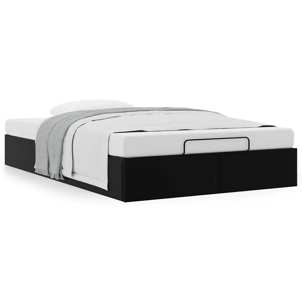 Struttura Letto Pouf senza Materasso Nero 120x200 cm Similpelle 3310794
