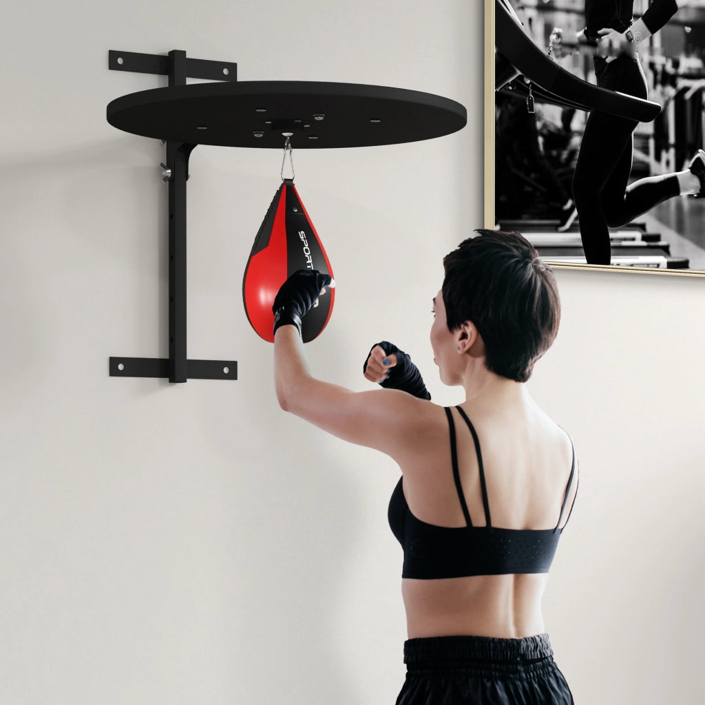 Punching Ball a Muro con Speed Bag Girevole a 360¡ã e Regolabile su 7 Altezze. Nero e Rosso