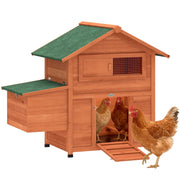 Pollaio in Legno con Nido, Tetto Impermeabile, Vassoio Estraibile, 2 Trespoli, Rampa, Finestra, per 2 Galline, Anatre,Arancione