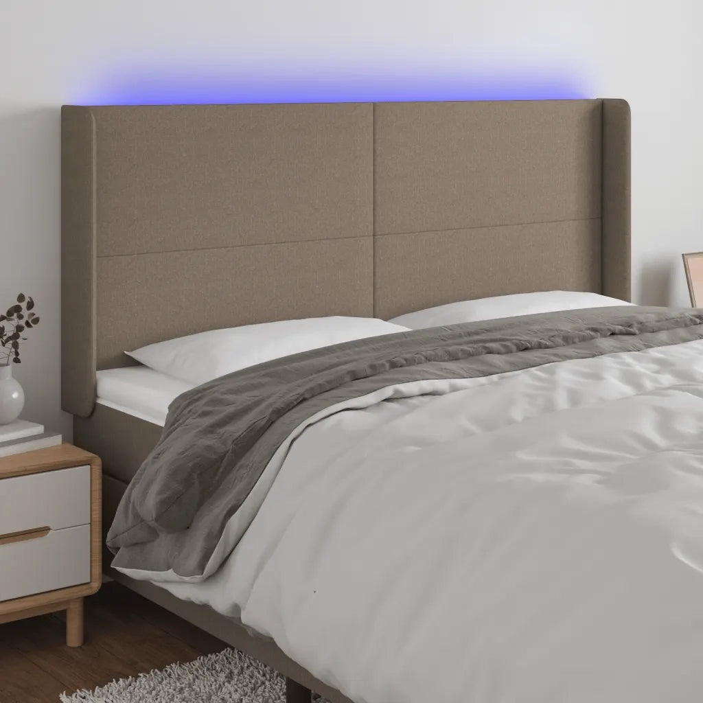 Testiera a LED-Testata con LED Tortora 183x16x118/128 cm in Tessuto 293768