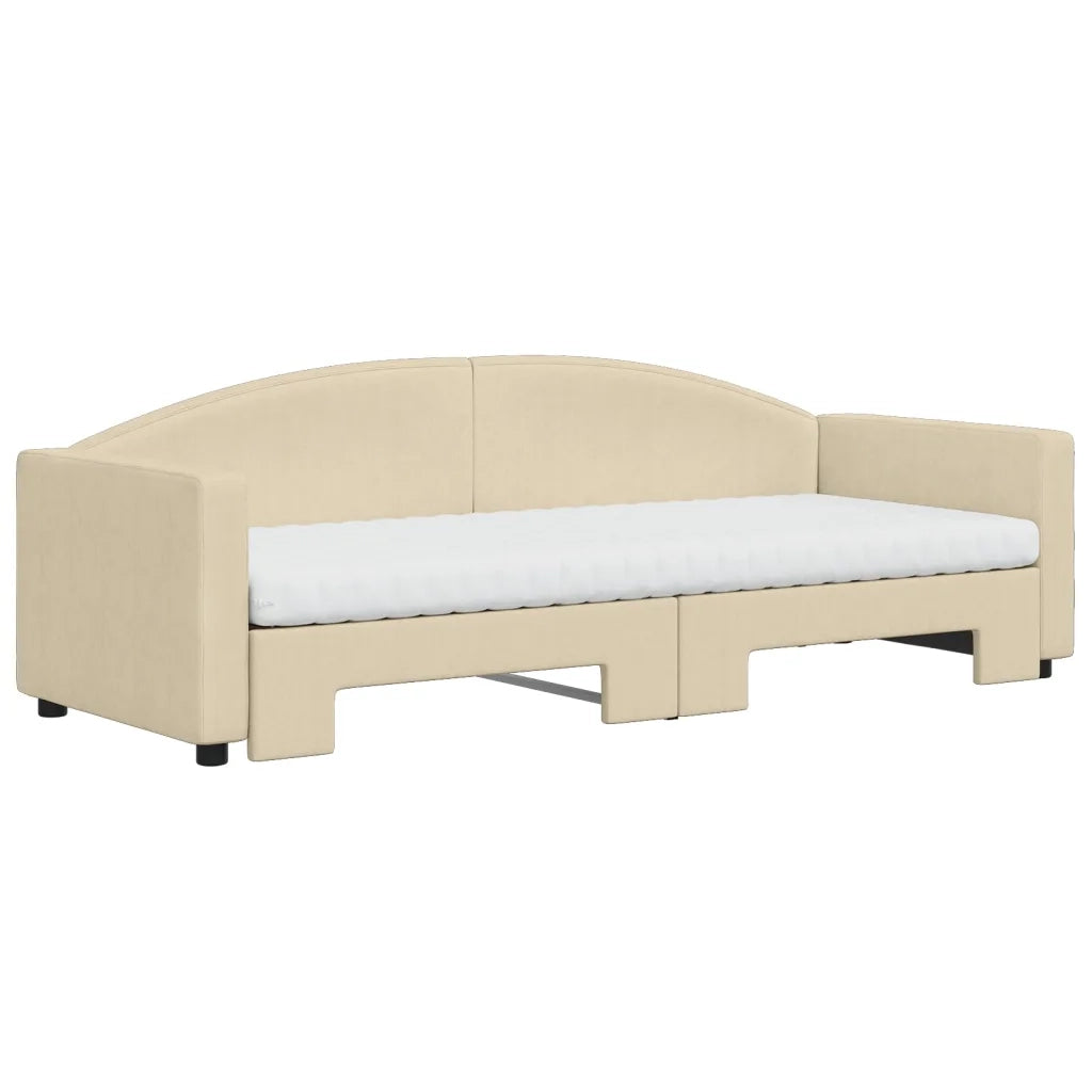 Divano Letto Estraibile con Materassi Crema 80x200 cm Tessuto 3197205