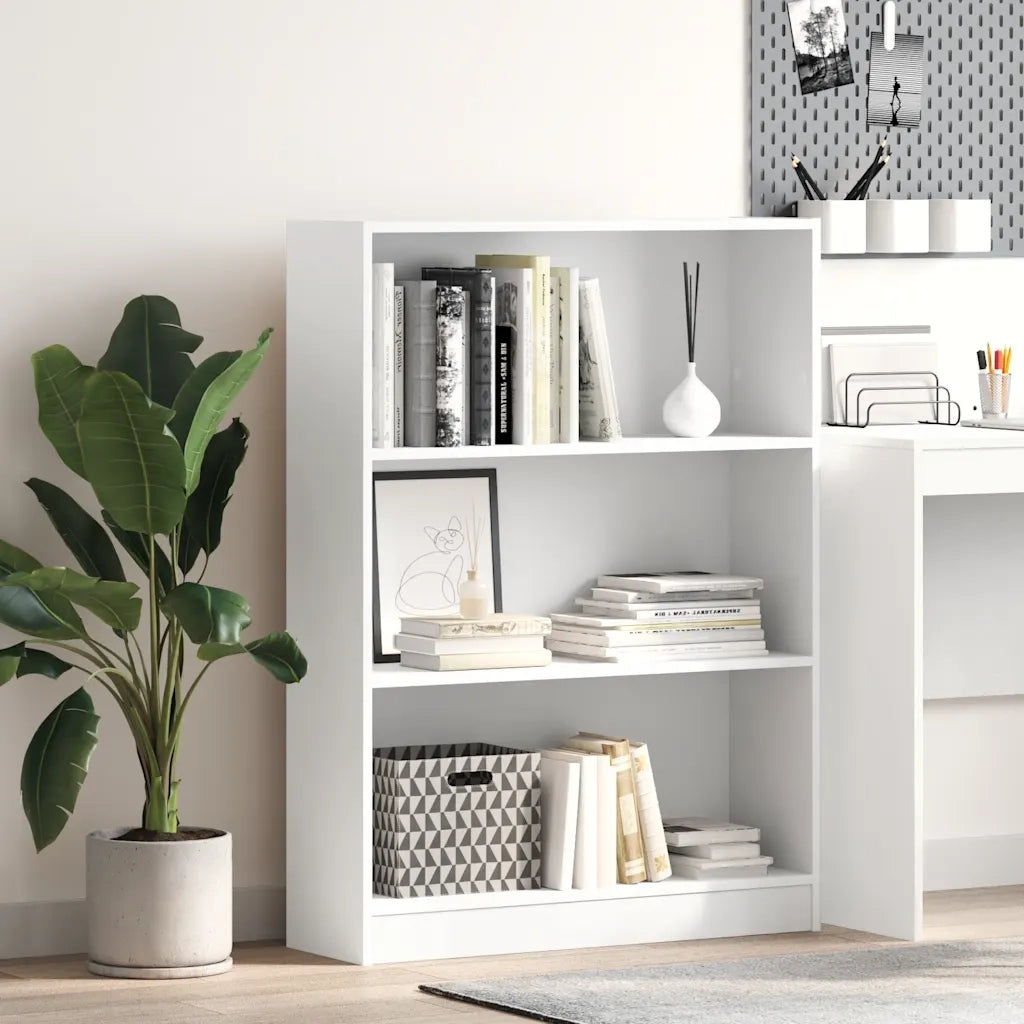 Libreria-Scaffale per Libri-Mobile di Stoccaggio Bianca 80x24x109 cm in Legno Multistrato