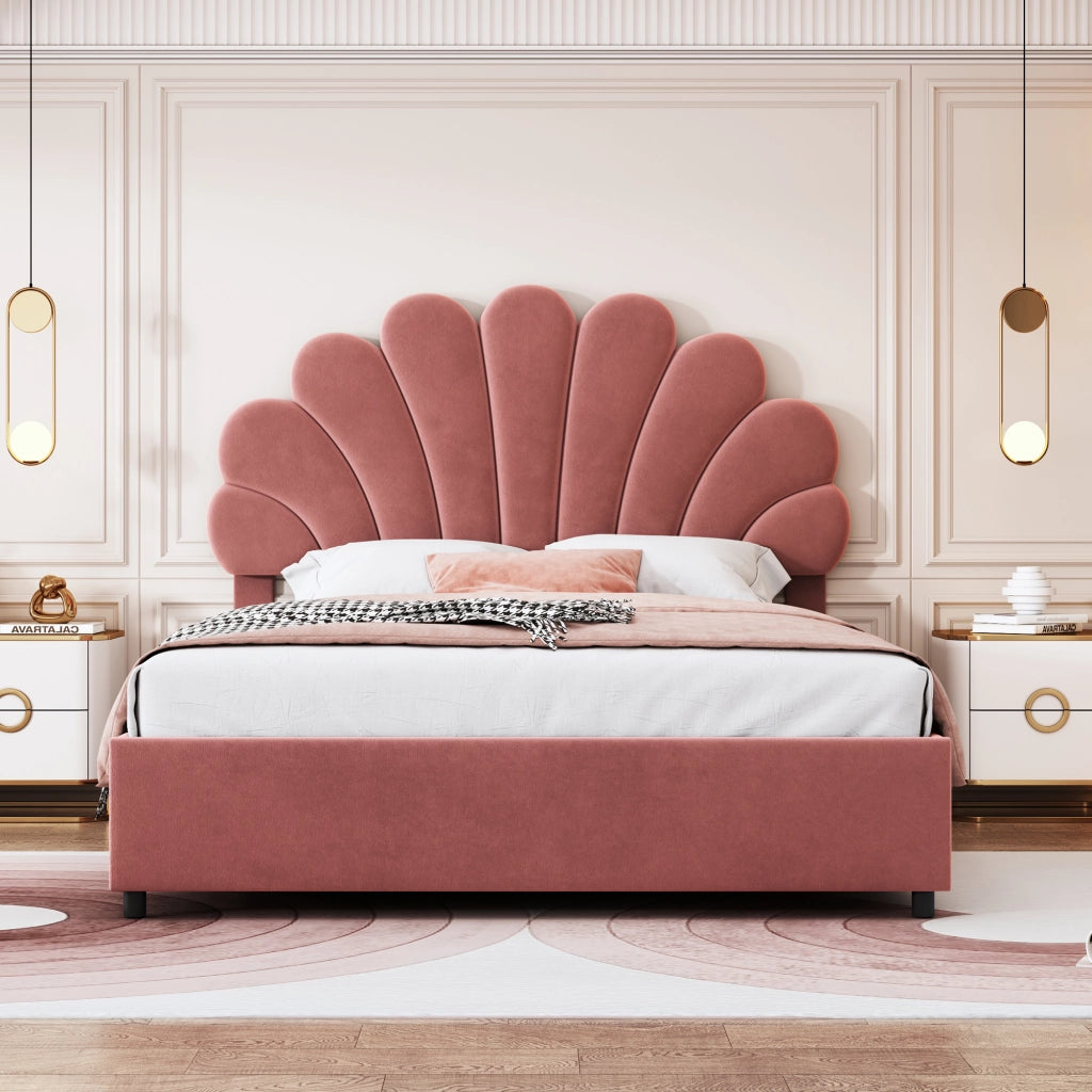 letto imbottito velluto rosa 140 x 200 cm