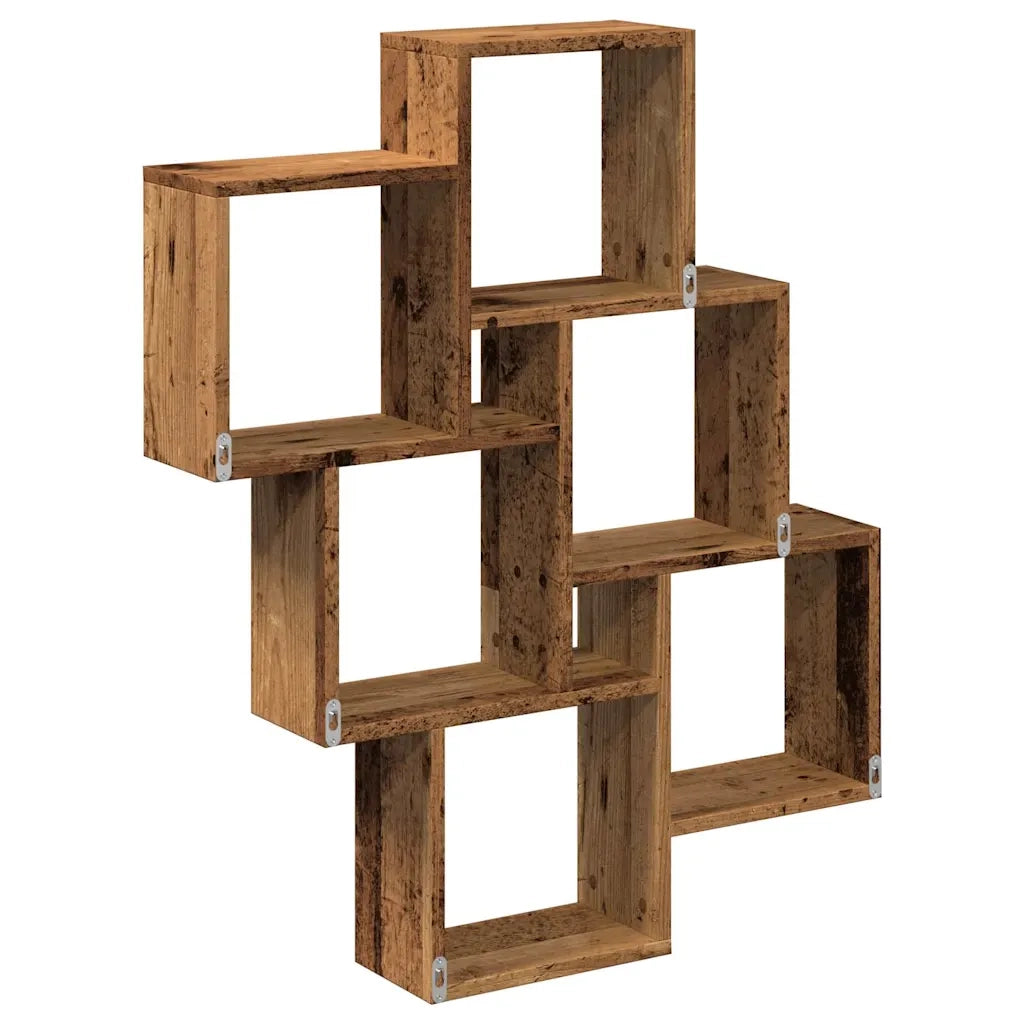 Mensola a Muro a Cubo Legno Antico 78x15x93cm Legno Multistrato 856594