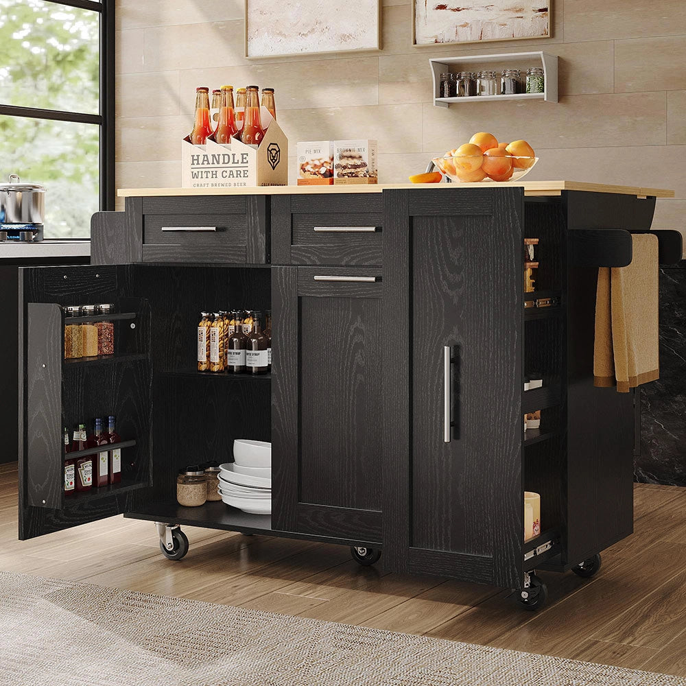 Isola cucina - Xylo - scaffali snack estensibili nero