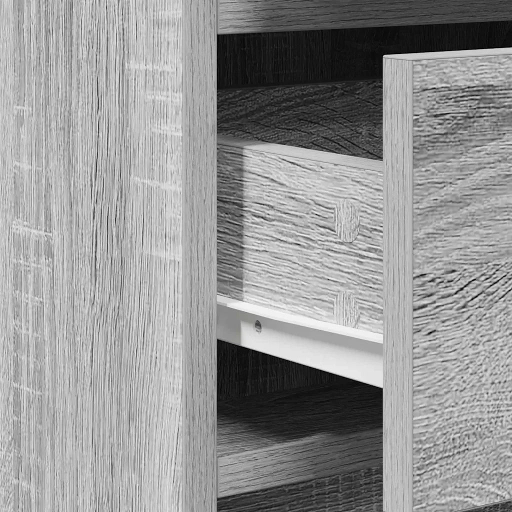Toeletta | Tavolo da Trucco con cassetto 3 pz Grigio Legno multistrato