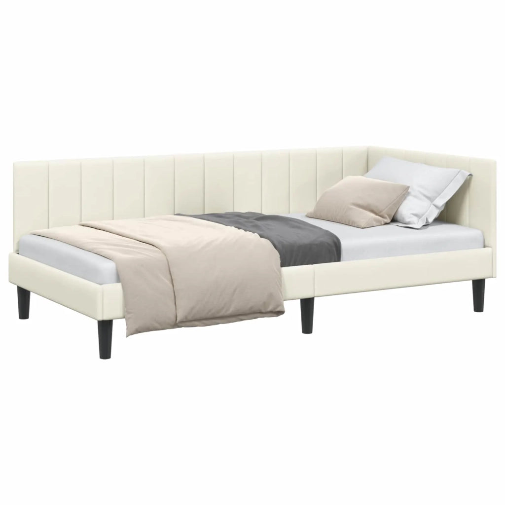 Cornice del letto ad angolo Crema 90 cm x 190 cm Velluto 42016345