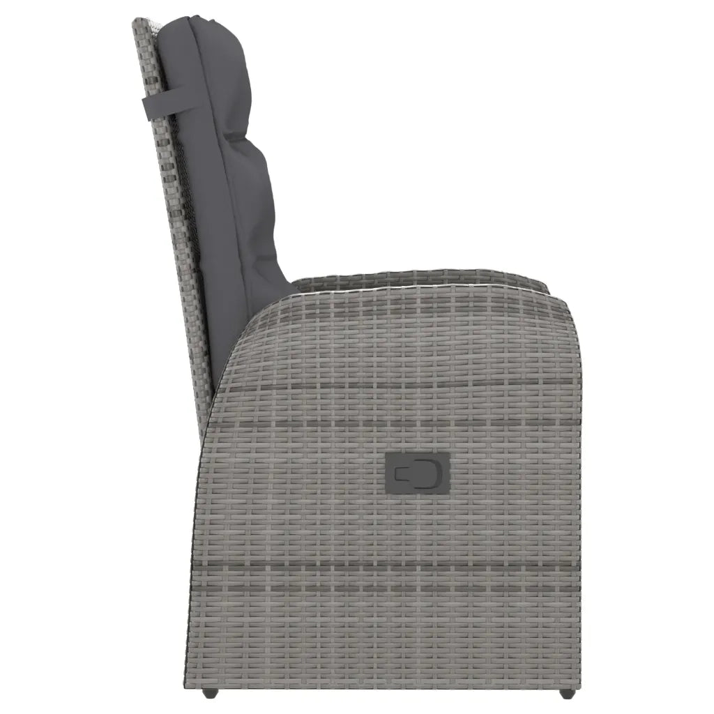 Set da Pranzo da Giardino 11 pz con Cuscini Polyrattan Grigio 3059348