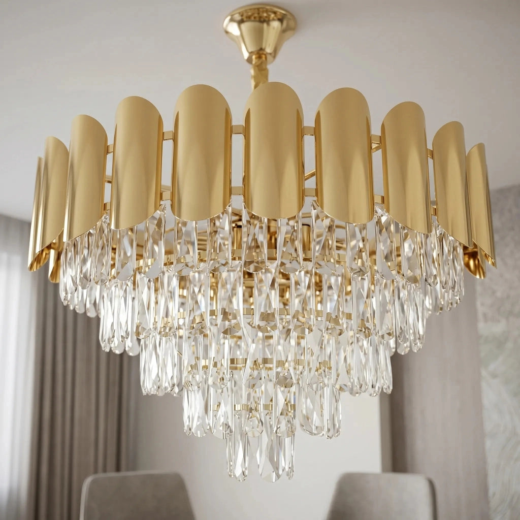 Lampada A Sospensione In Cristallo Swe100-cp 60cm Gold