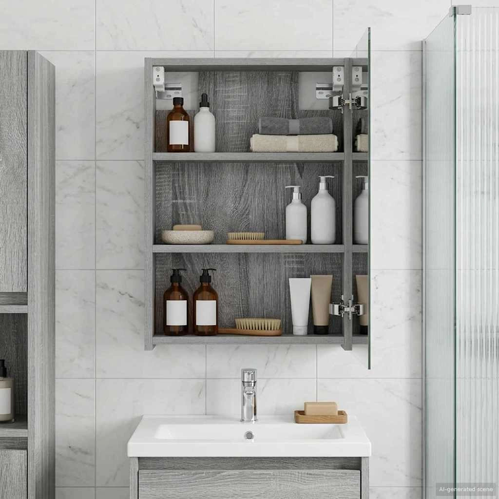 Mobiletto per specchio da bagno Grigio Sonoma 889028