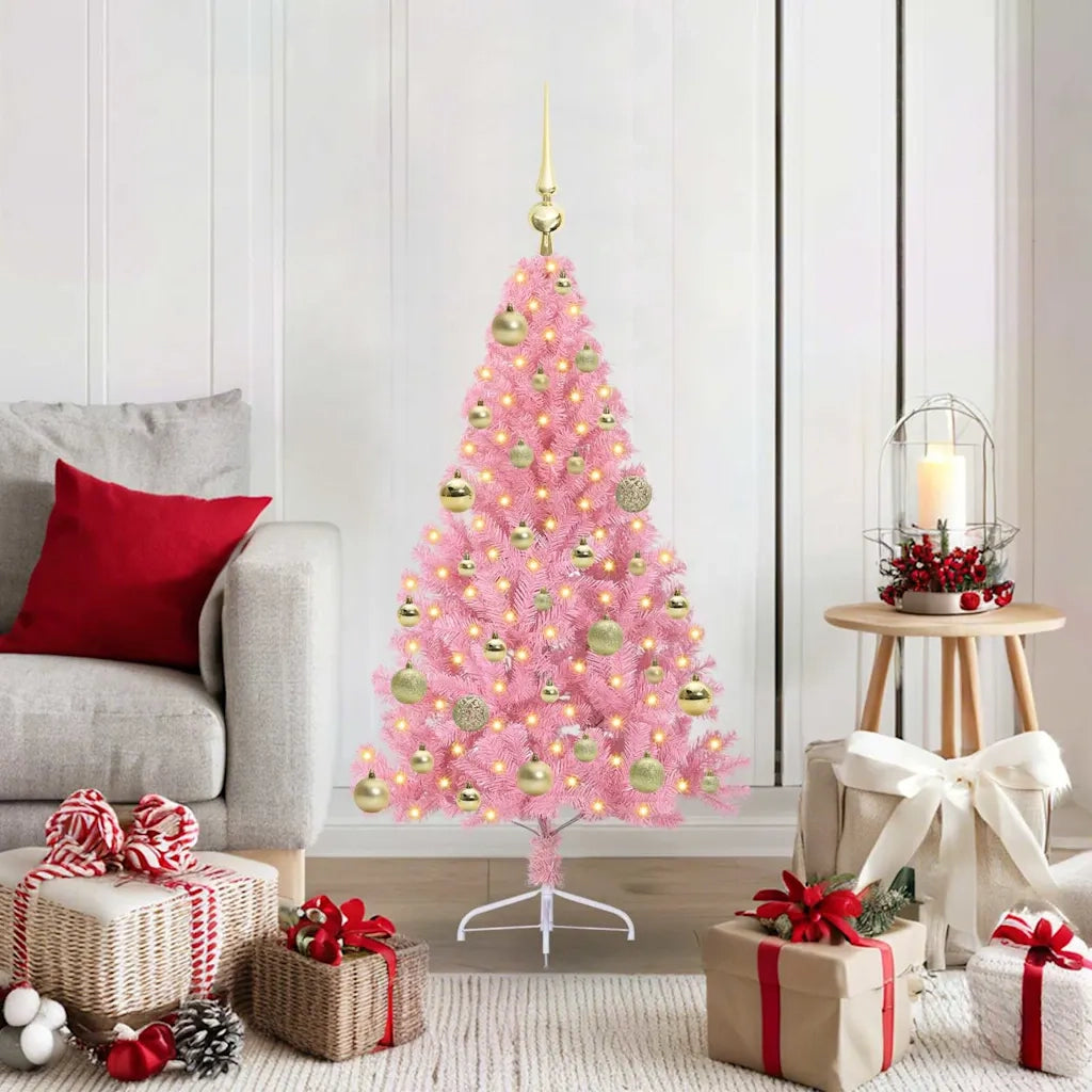 Albero di Natale artificiale con luci integrate Rosa 120 cm PVC 3397054