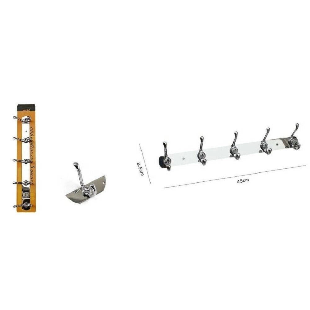 Trade Shop - Appendino Appendi Porta Asciugamani Con 5 Ganci Doppio Bagno Diamante 52174 -