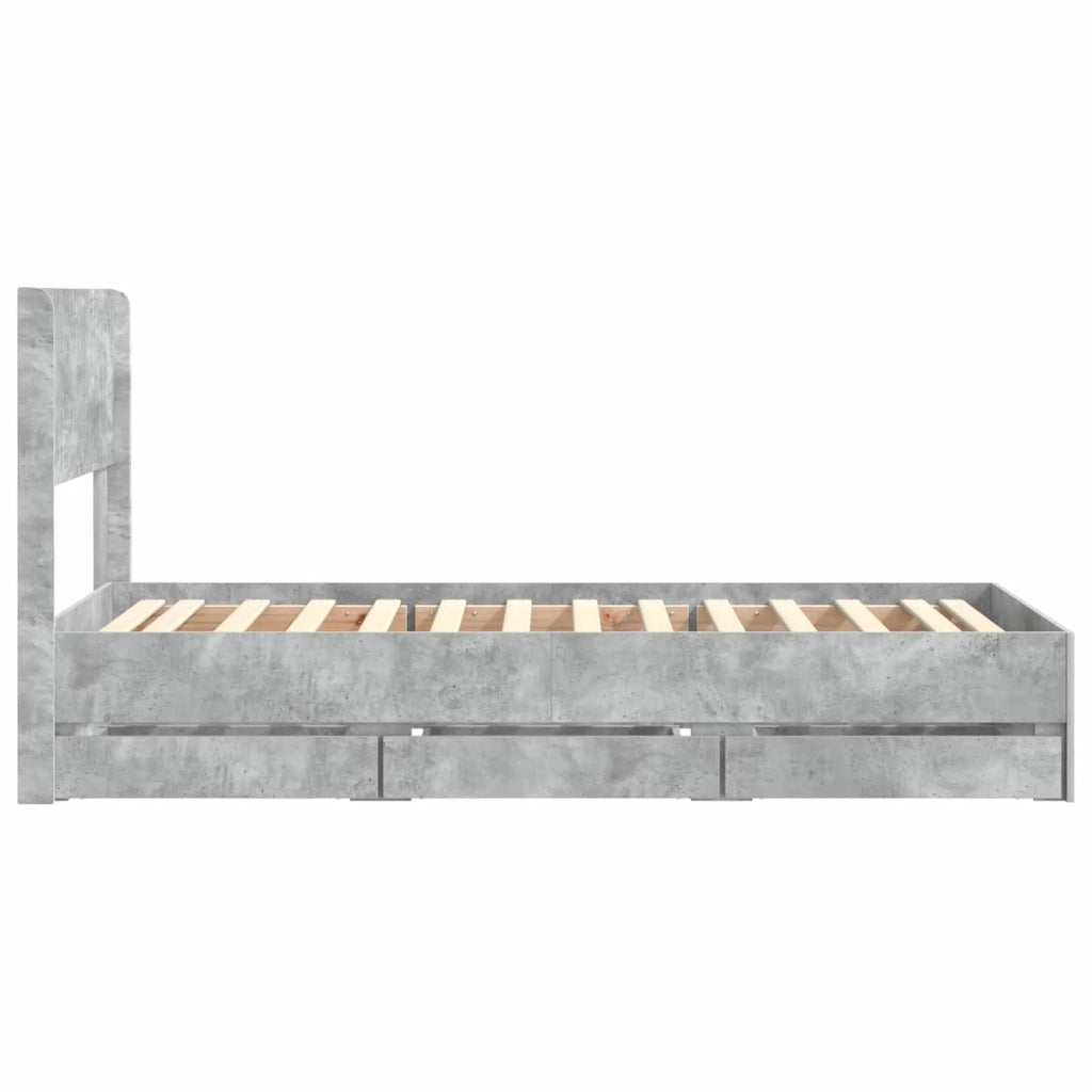Struttura del letto con stoccaggio e testata Grigio Cemento 3414350