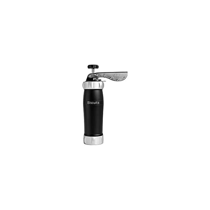 MARCATO BI-DES-NER Biscuits Design Pressa per Biscotti in Alluminio Anodizzato con 20 Forme Regolabile per Dimensione Biscotti colore Nero