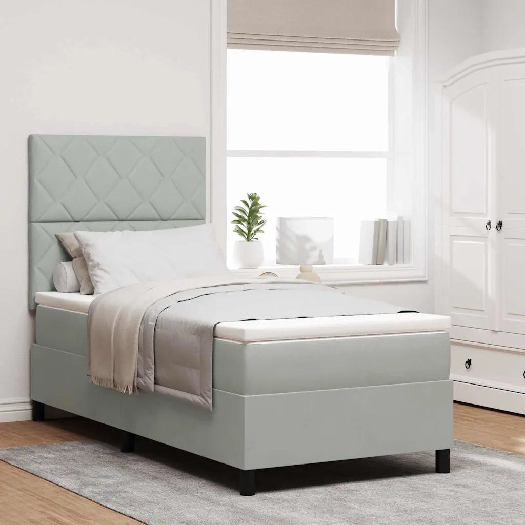 Letto a Sorgente LED Grigio chiaro 90 x 200 cm Tessuto