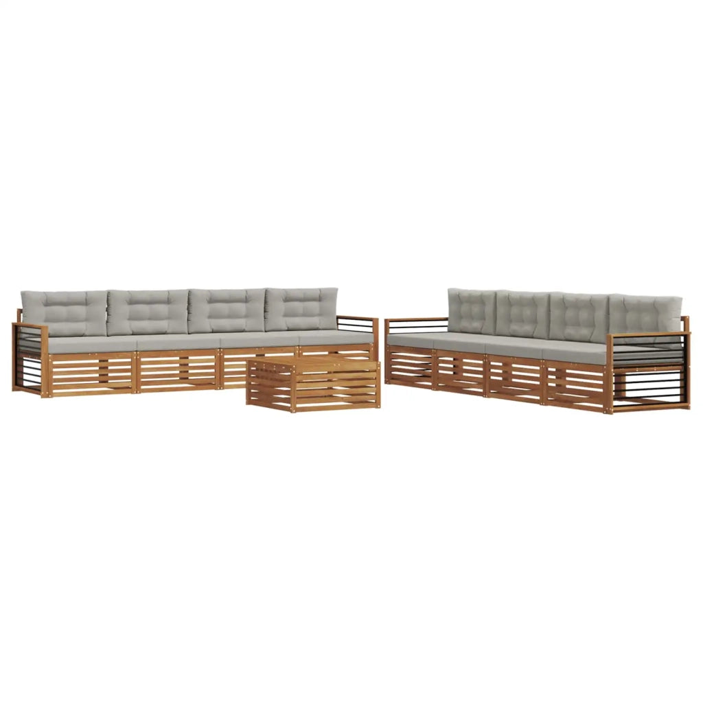 Set di divani da esterno 9 pcs Grigio Naturale e Chiaro 3373231