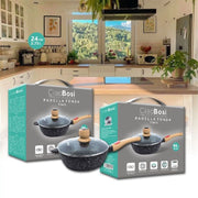 Trade Shop - Padella Tonda T-9476 Cucina 24cm 2.75lt Con Manico Coperchio Per Piano Cottura -