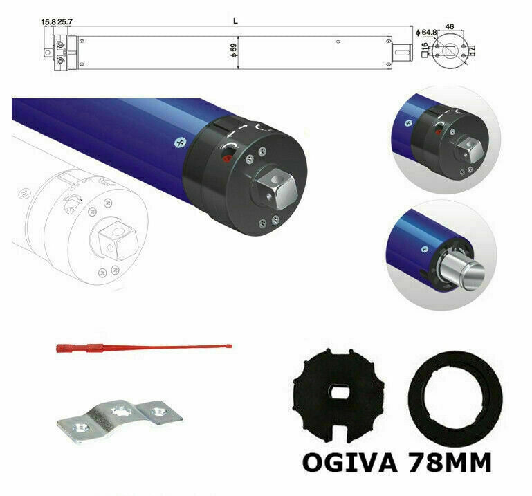 MOTORE AVVOLGIBILE PER TENDA DA SOLE 180KG 100 NM RULLO 78 SI ADATTA A GAVIOTA