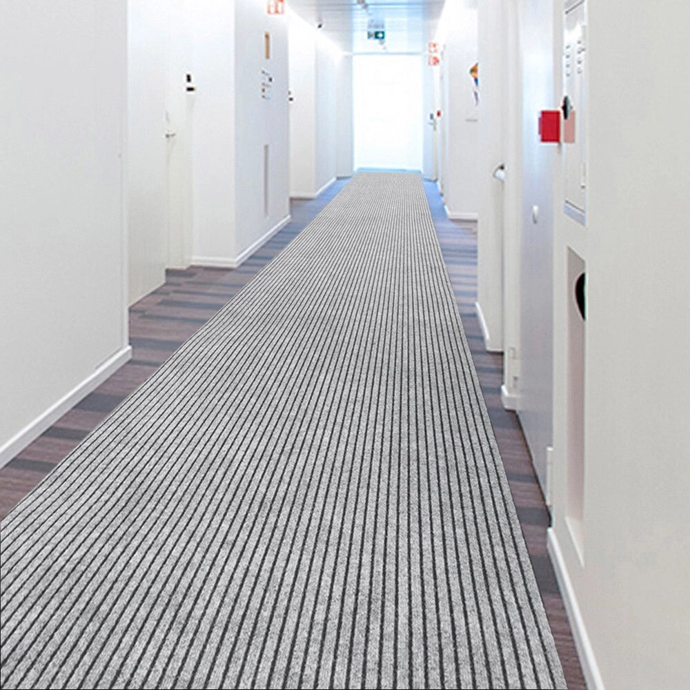 Passatoia Antiscivolo 100x280 Cm Corridoio Marciapiede Interno Esterno Tappeto Ingresso Righe Grigie