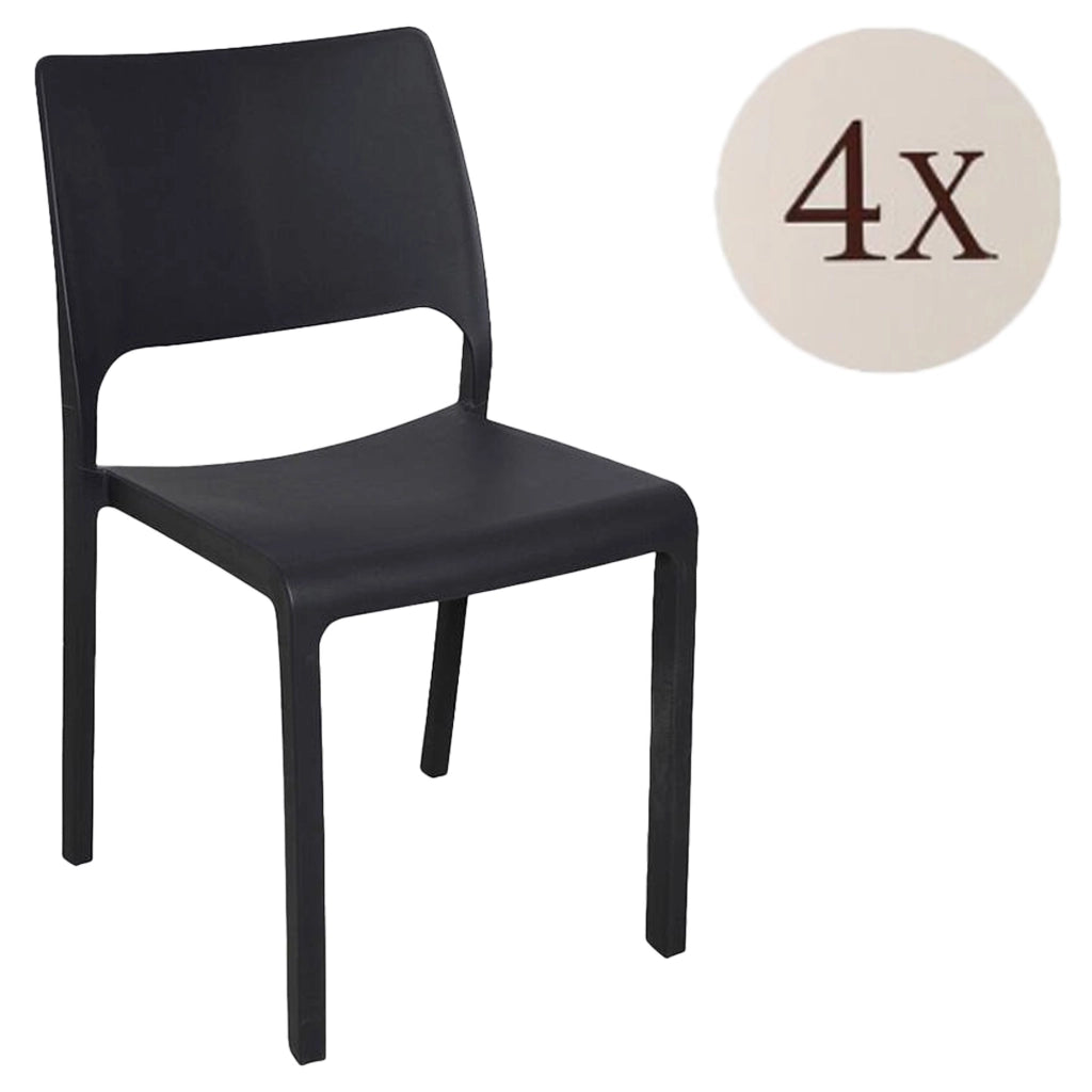 Set di 4 sedie da esterno Cereseto, Seduta da giardino, Per indoor o outdoor, Impilabile, Made in Italy, 47x53 h82 cm, Antracite