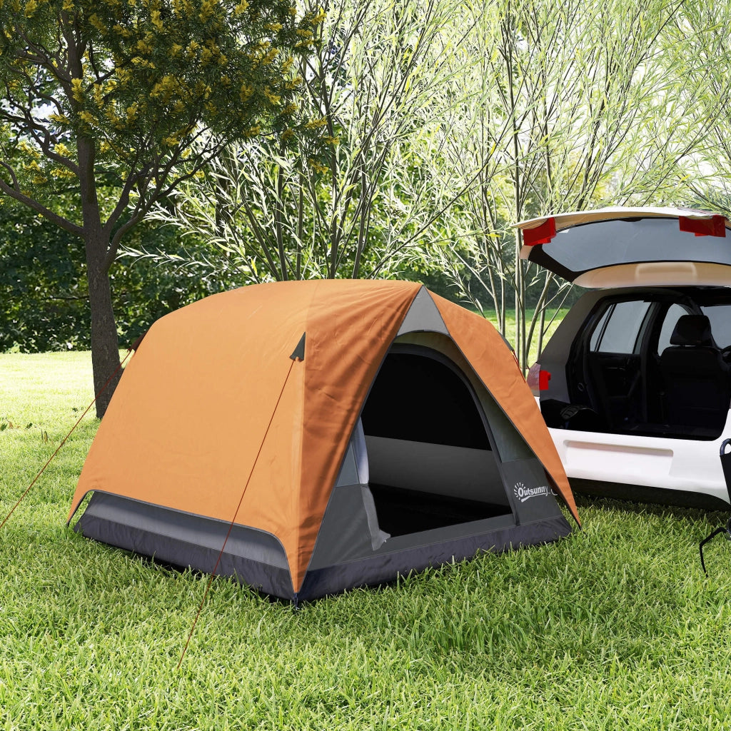 Tenda da Campeggio-Tenda per Escursionismo  per 3 Persone Impermeabile con Tasca, Gancio per Lanterna e Borsa, 2x2x1.35m, Arancione