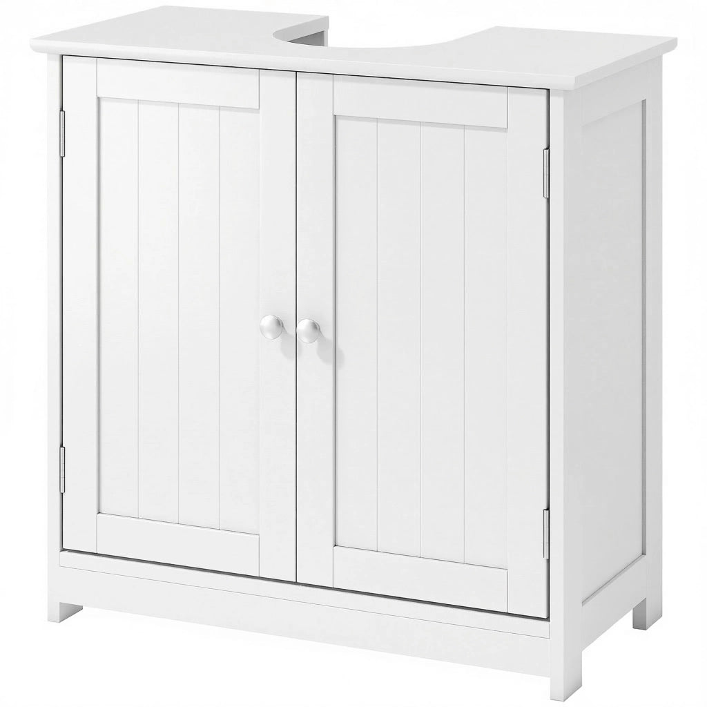Mobile Sottolavabo a 2 Ante con Ripiano Regolabile ¨C Zephmum ¨C Bianco 60x30x60 cm