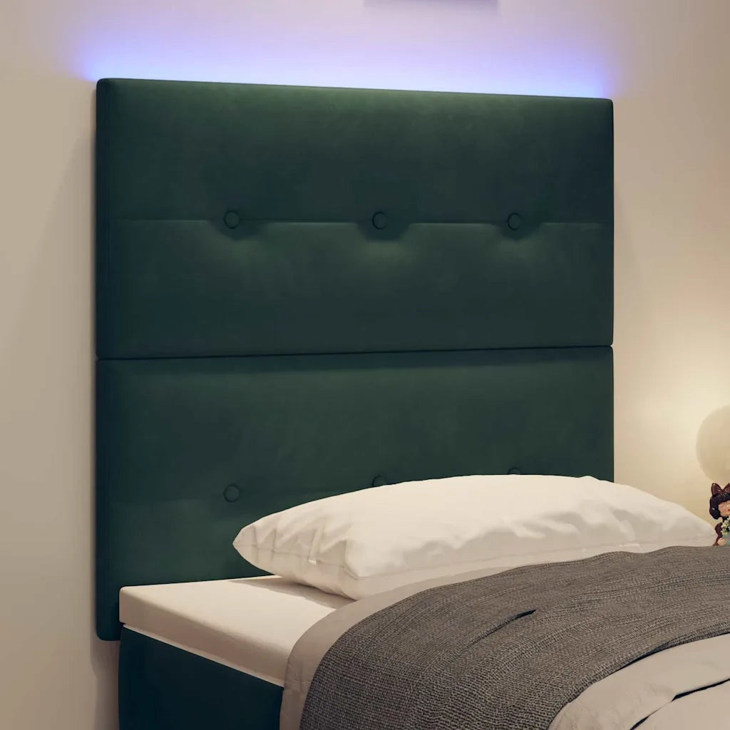 Testiera | Testata LED con strisce LED Verde 80 cm Velluto