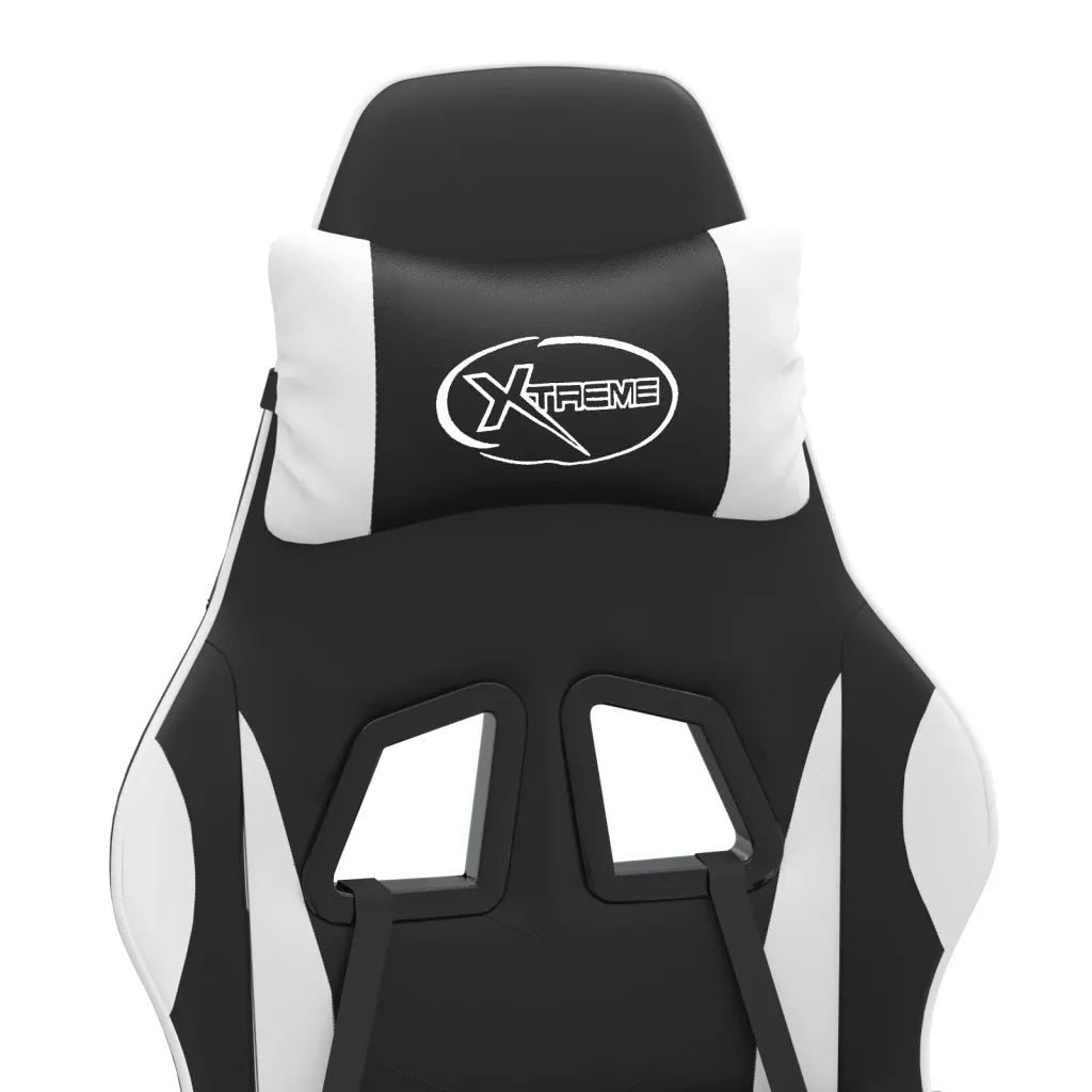 Sedia da Gaming | Sedia da e-sports Girevole Poggiapiedi Nero e Bianco Similpelle
