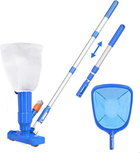Telescopio aspirapolvere per piscina con setaccio e diffusori - 90 cm - Kit di aspirazione portatile per laghetto e bagno idromassaggio