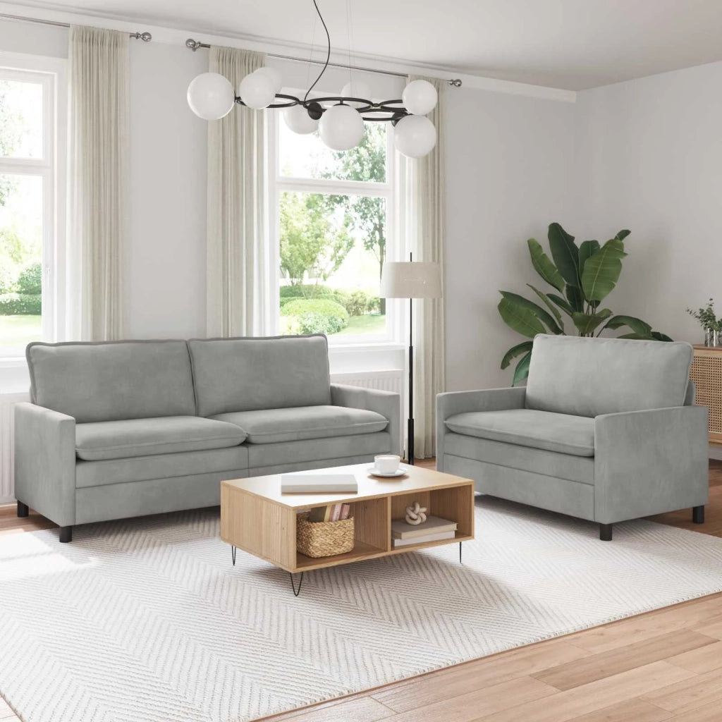 Set di divani 2 pcs Grigio Chiaro Velluto 3417127