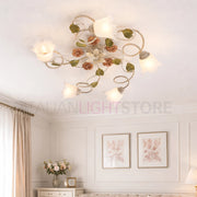 SPRING Plafoniera a 5 Luci in Ferro Decorato Stile Floreale