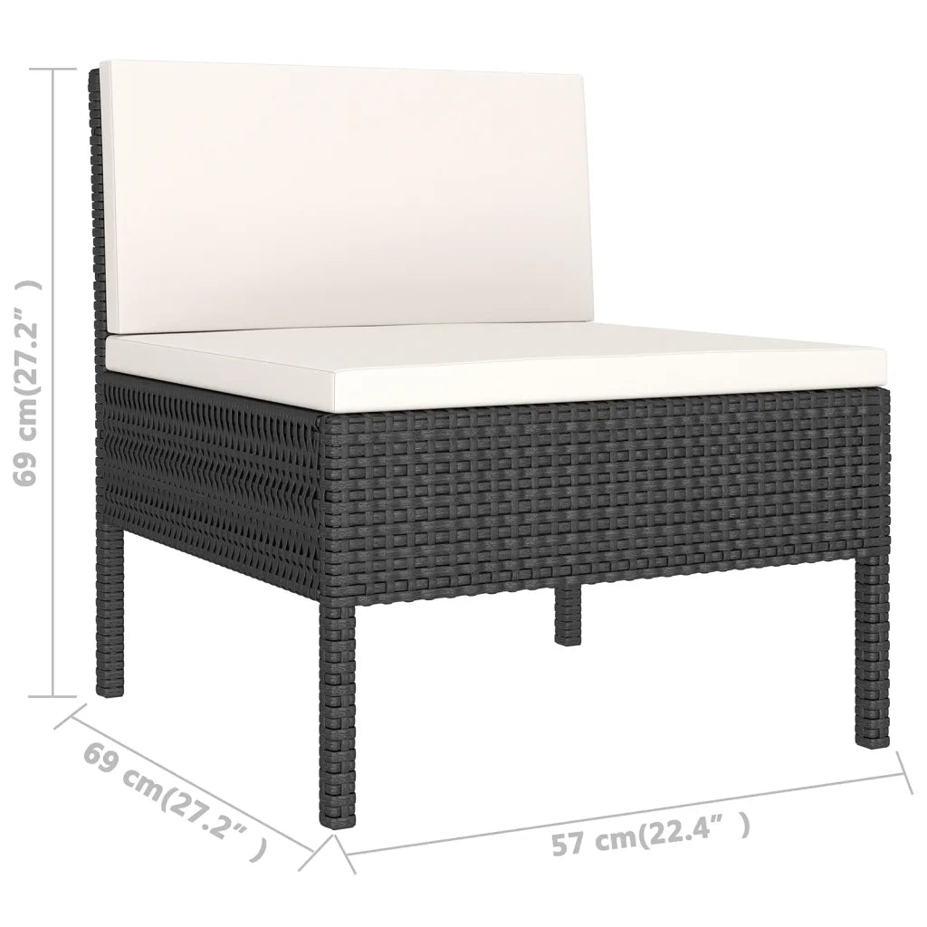 Set Divani da Giardino 11 pz con Cuscini in Polyrattan Nero 3094600