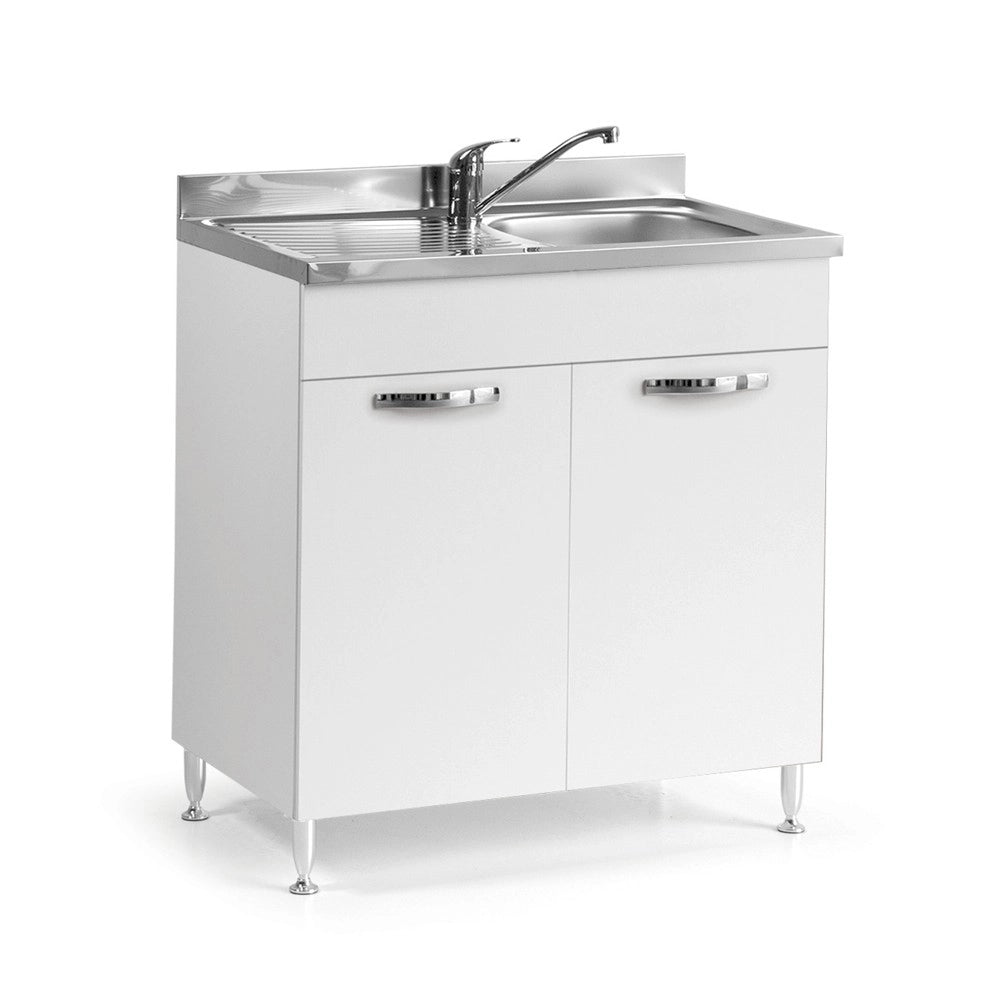 Sottolavello 2 ante 80 cm con lavello incluso colore bianco frassinato