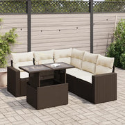 Set Divano da Giardino 6 pz con Cuscini Marrone in Polyrattan 3326324