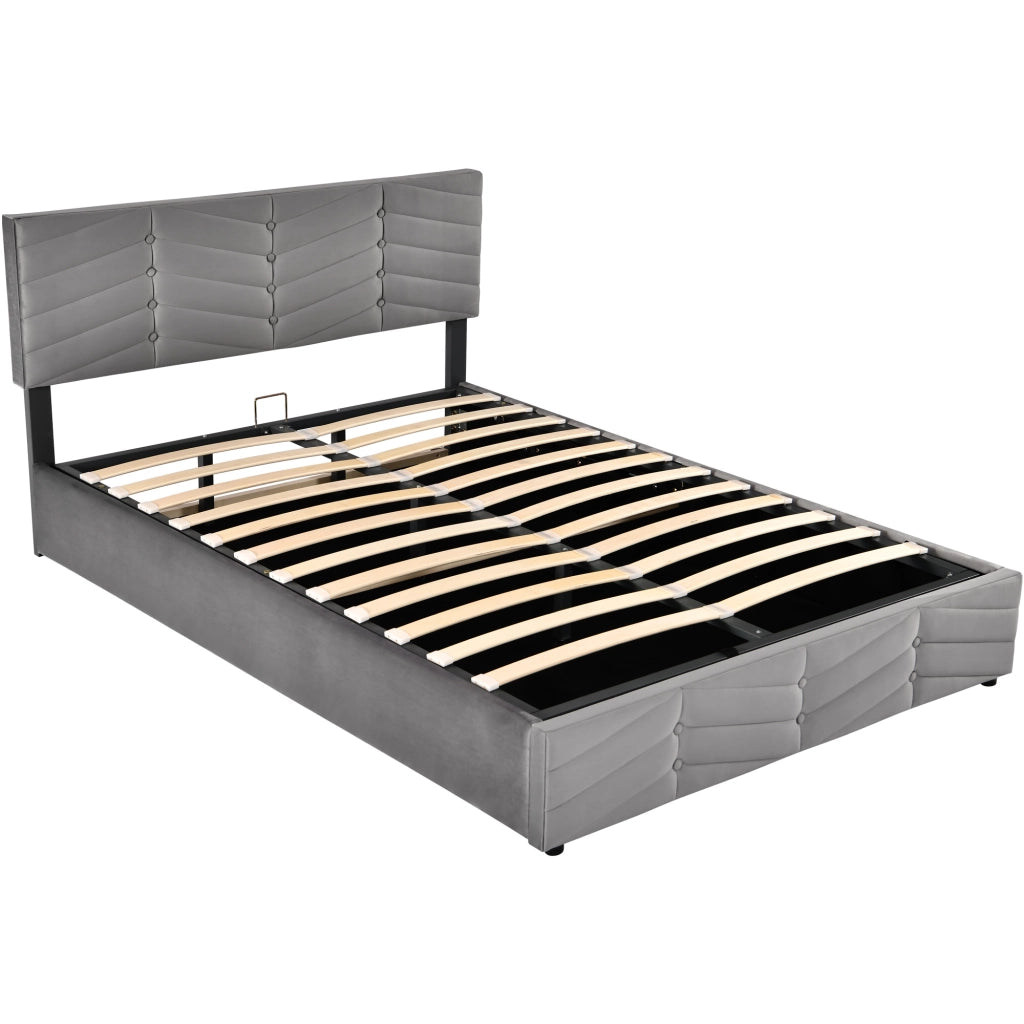 letto imbottito velluto grigio 140 x 200 cm