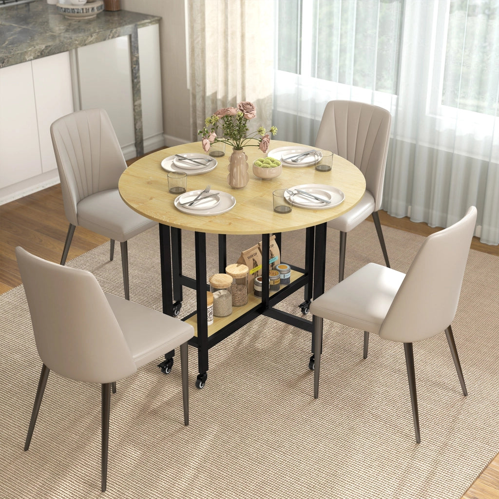 Tavolo da pranzo pieghevole con ruote e ripiano integrato ¨C Xylo ¨C 4 persone 100x100x75 cm quercia