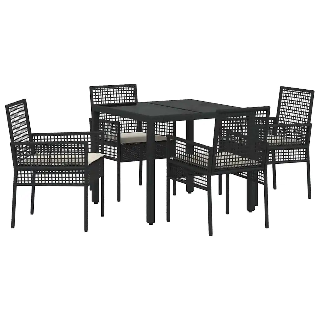 Set da Pranzo per Giardino 5 pcs Nero polyrattan 3334856