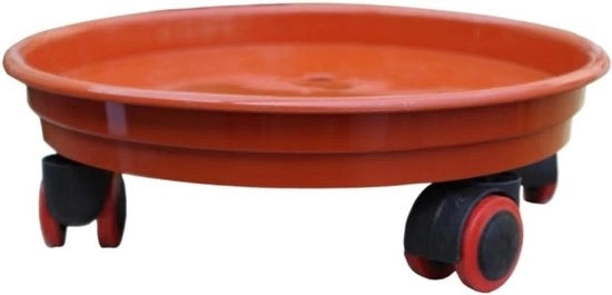 Carrello per piante per interni ed esterni con contenitore in plastica rigido, scala mobile con ruote e fondo rotondo per la raccolta dell'acqua, carrello per piante mobile (28cm)