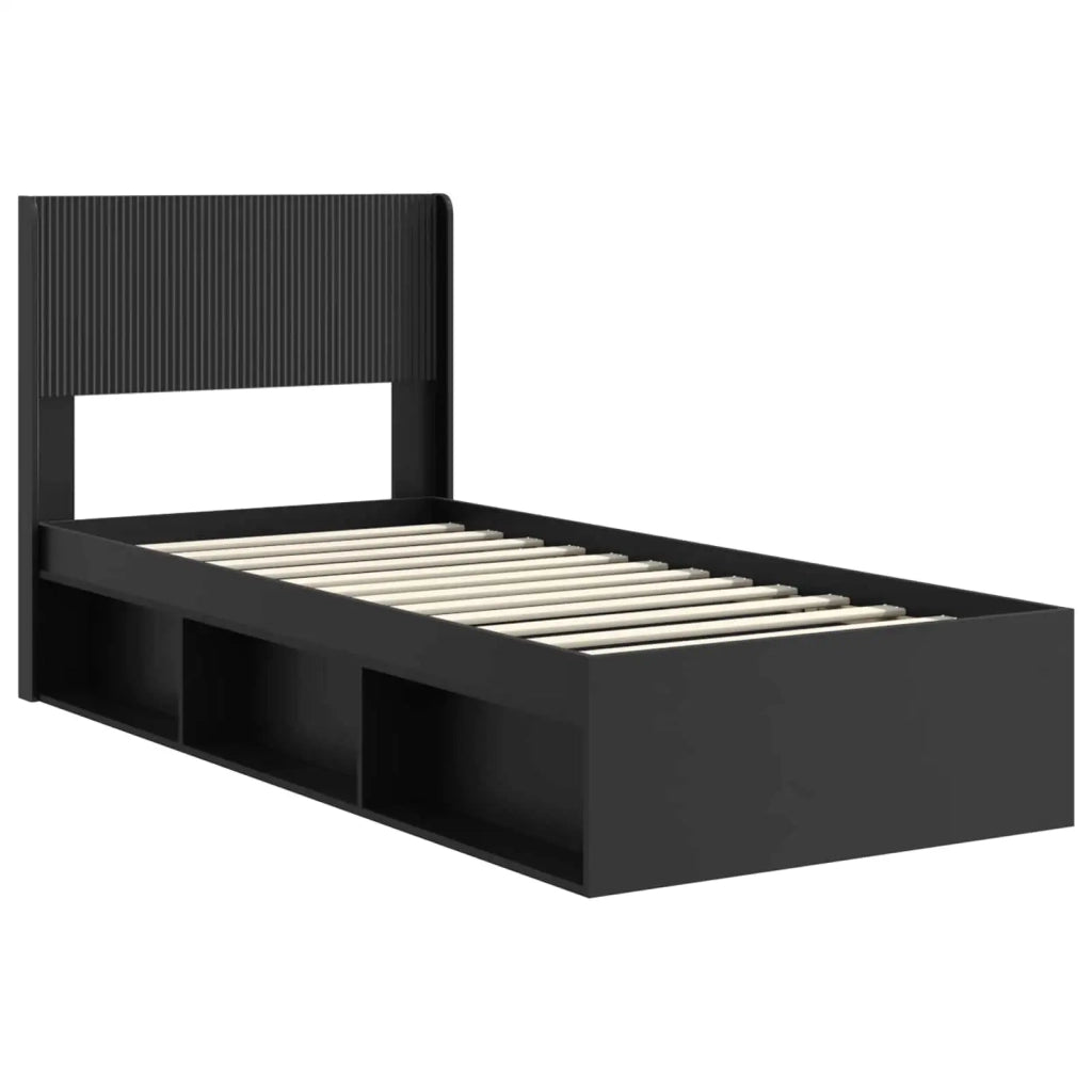 Struttura del letto con stoccaggio e testata Nero 75 x 190 cm 3414268