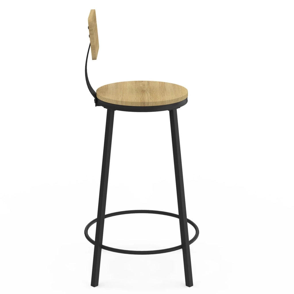 IDMarket - Set di 4 sgabelli da bar DETROIT, seduta rotonda con schienale dal design industriale