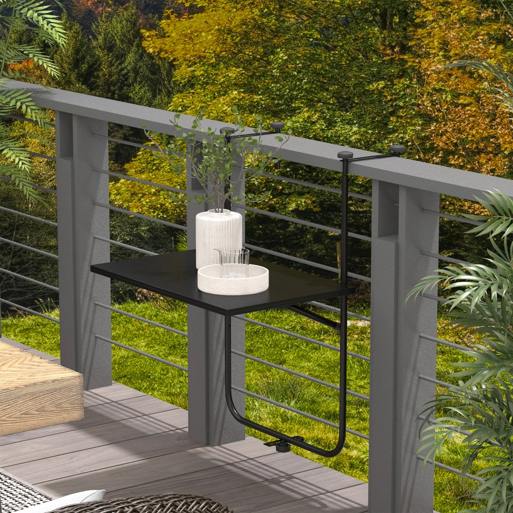 Tavolo da balcone pieghevole ¨C Xylo ¨C metallo nero regolabile 62x60x85,5cm