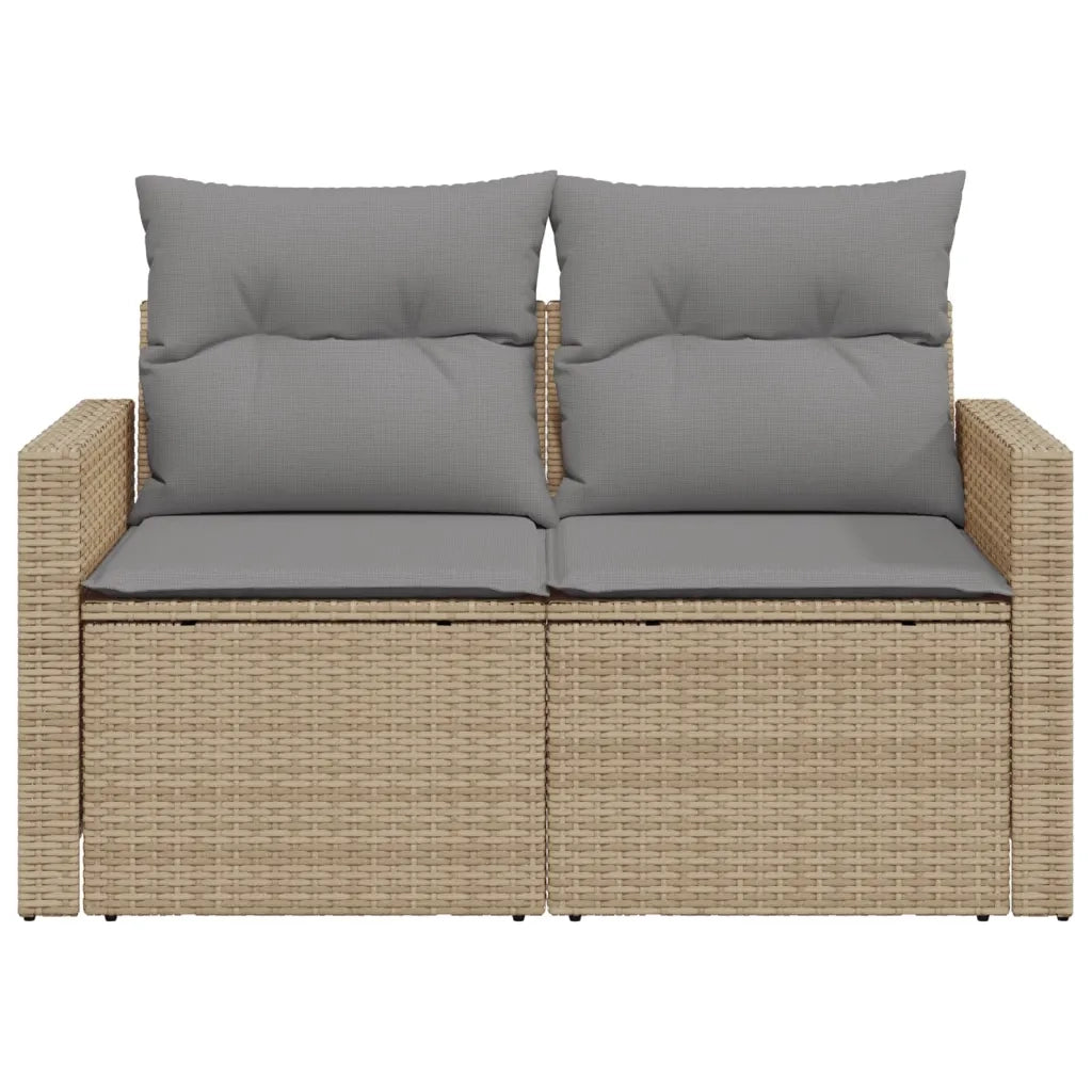 Divano da Giardino con Cuscini a 2 Posti-Sofa da Giardino-Divano da esterno Beige in Polyrattan 732327