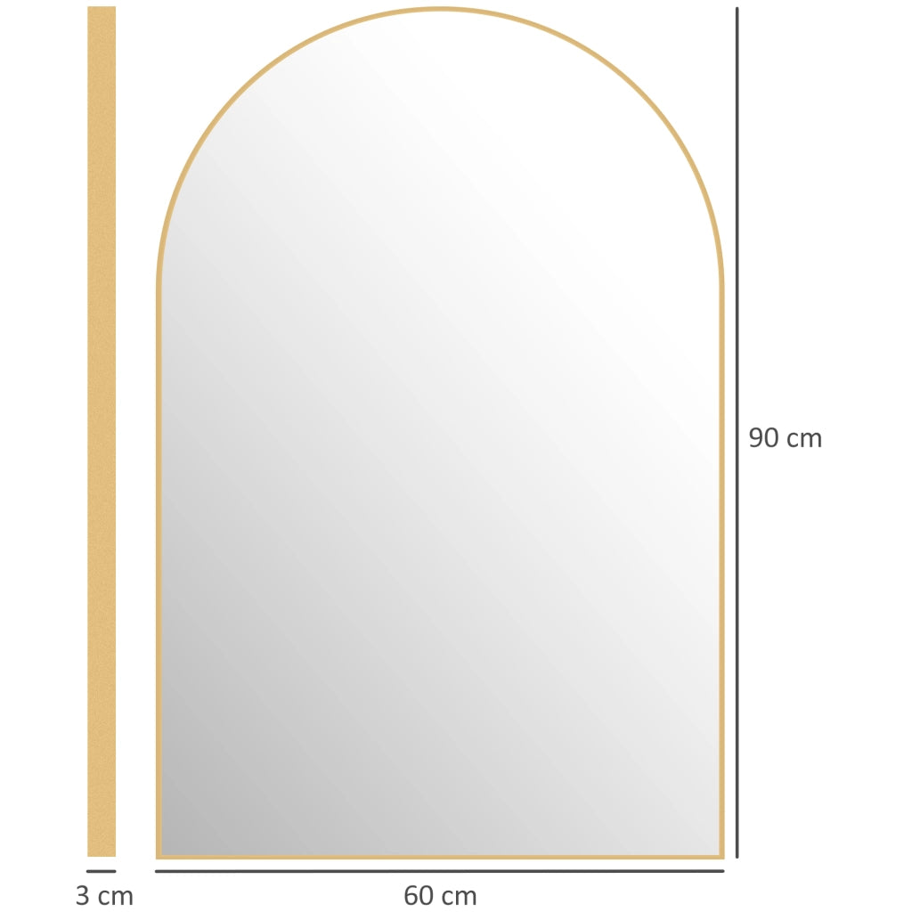 Specchio da parete ad arco ¨C Xylo ¨C Cornice in lega alluminio oro 60x90cm