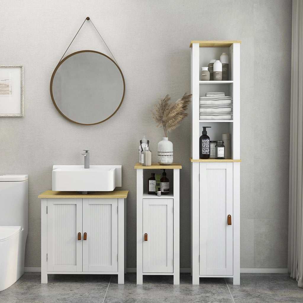 Mobile sottolavabo da bagno ¨C Xylo ¨C bianco, 2 ante, ripiano regolabile, 60x30x60 cm
