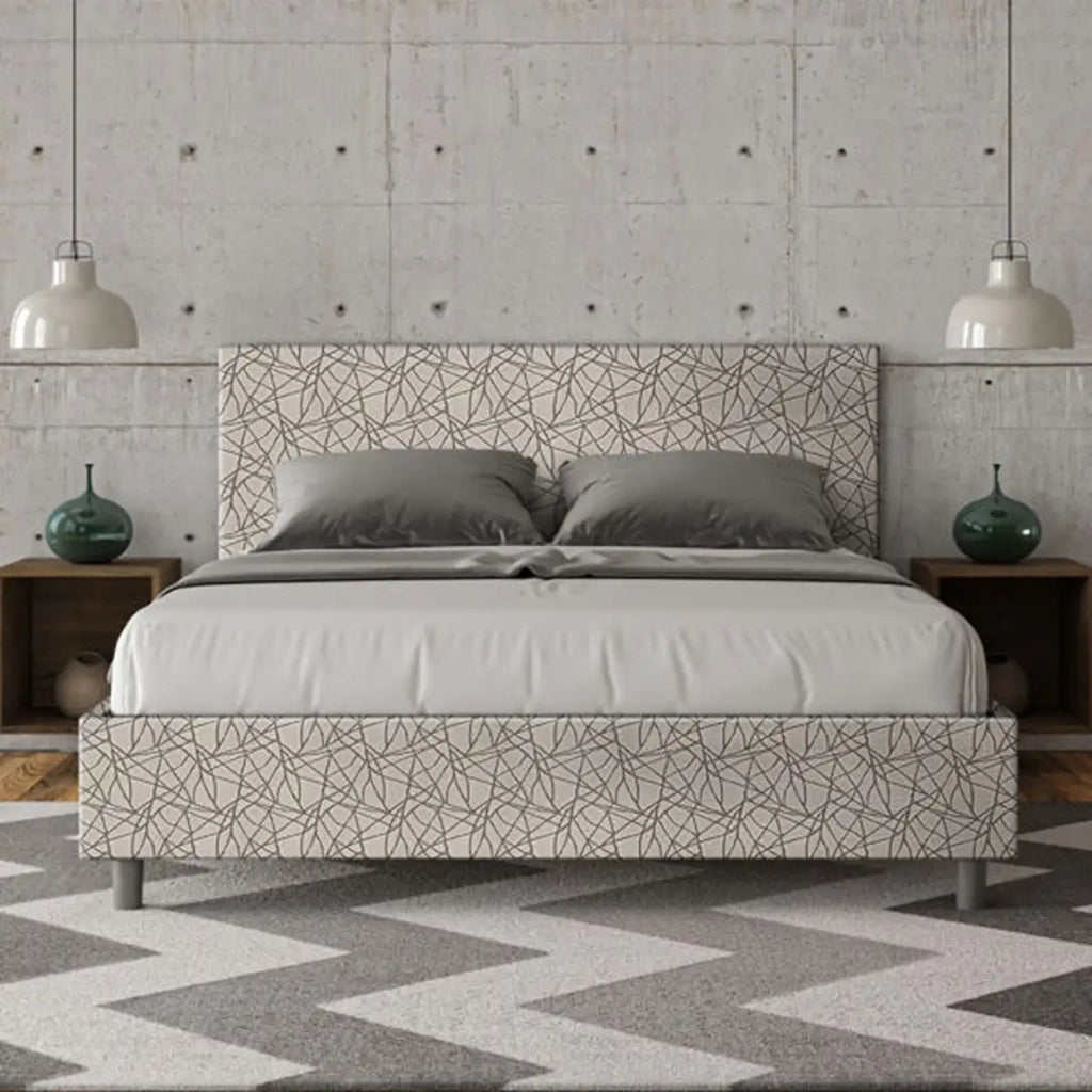 Letto matrimoniale contenitore imbottito 160x190 tessuto Era 2 grigio Adele