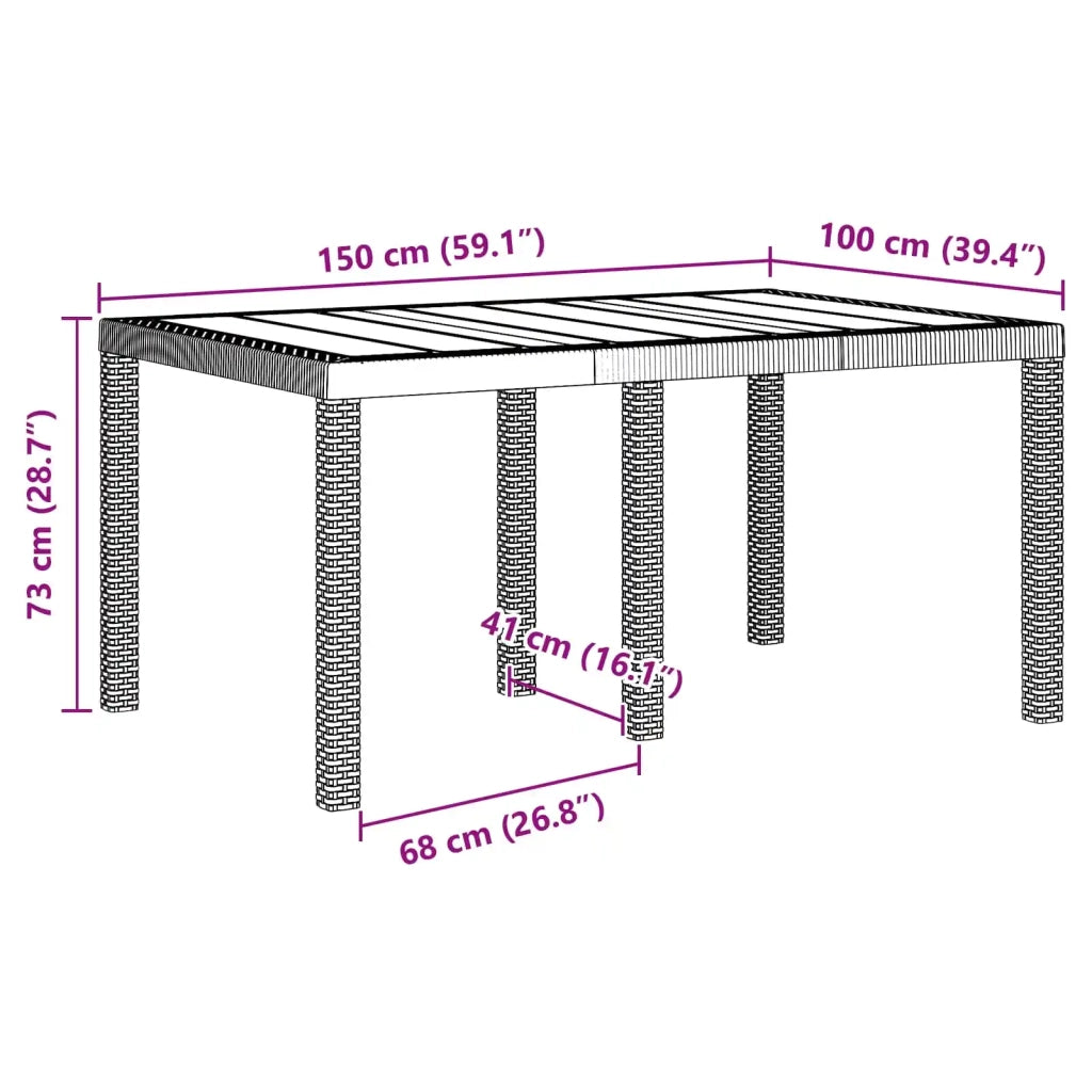 Set da Pranzo per Giardino 5 pcs Marrone Rattan Polt 3378698