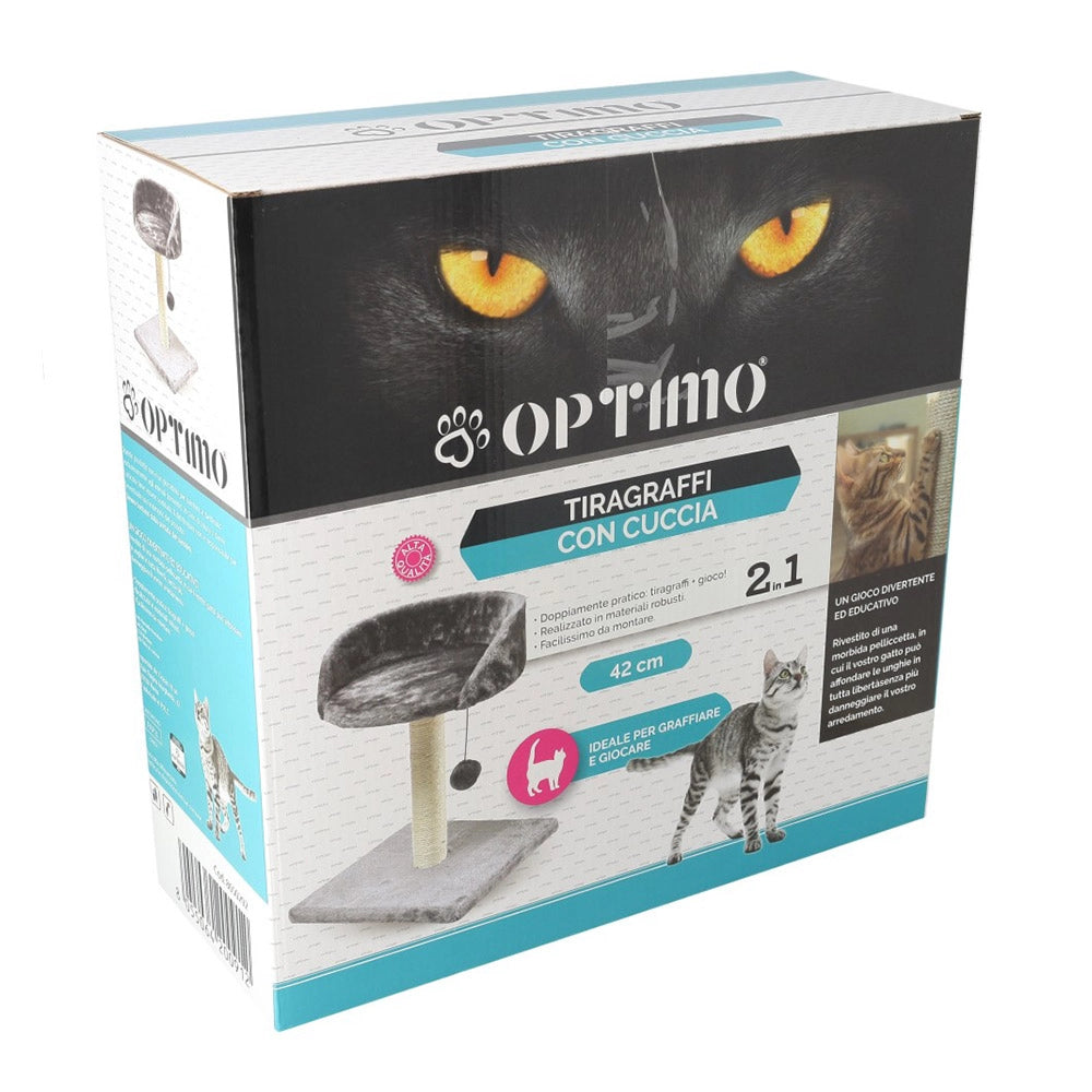OPTIMO TIRAGRAFFI PER GATTI CON CUCCIA GIOCO DA 42 CM