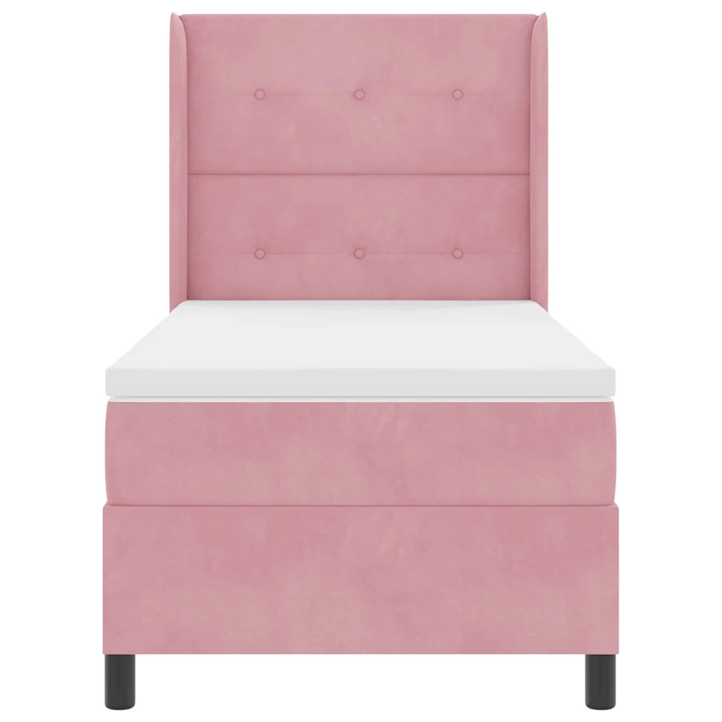 Letto a molle con materasso Rosa 90 x 190 cm Velluto 3341989