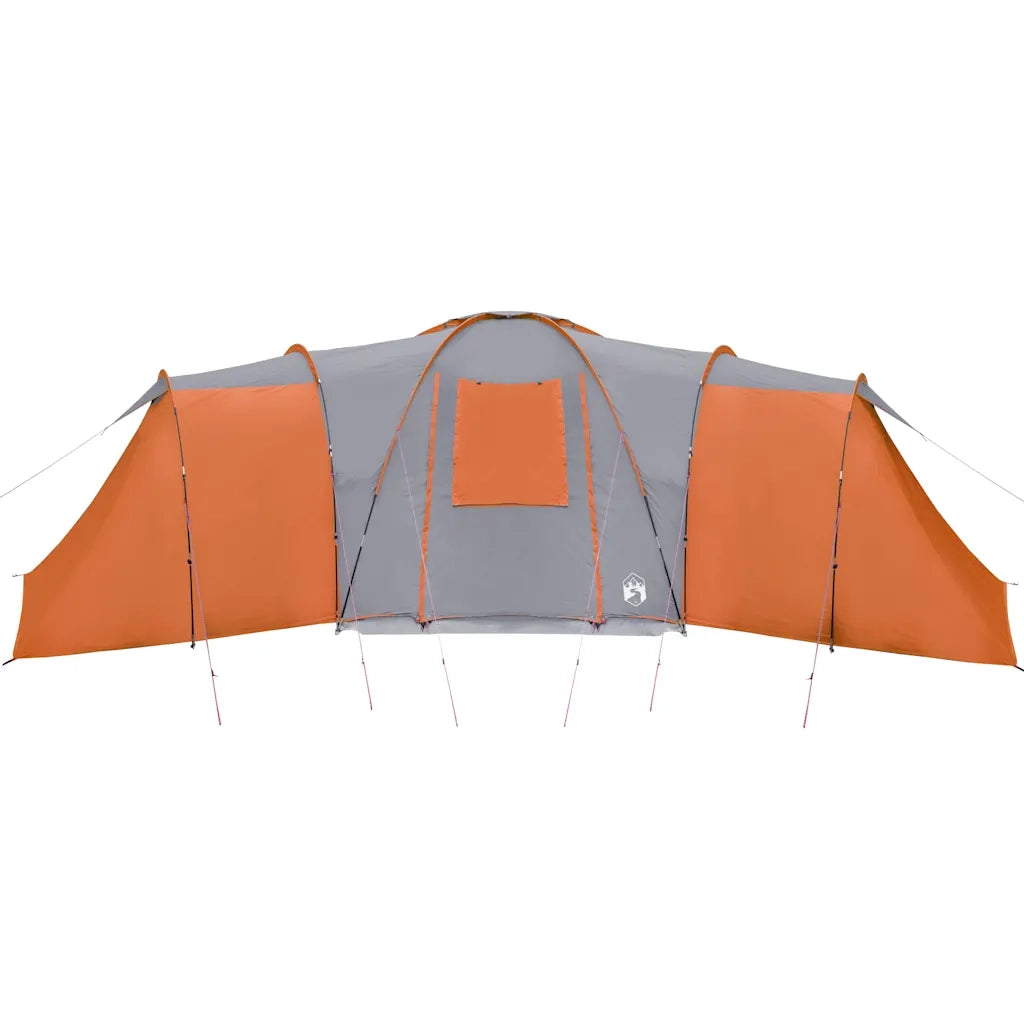 Tenda da Campeggio a Cupola 12 Persone Grigio e Arancione